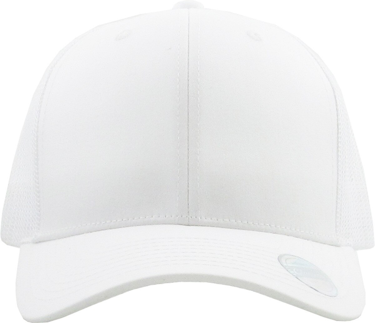 White Classic 6 Panel Trucker Mesh Snapback Front View